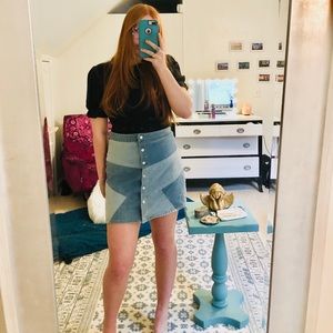 Patchwork denim mini skirt